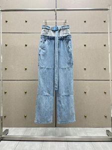 Spodnie damskie niestandardowe sprzętowe kolorowe kolorowe dżinsy z podwójnym stanem łatwe do długiego nogi 93