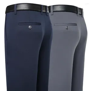 Pantaloni da uomo Abito elasticizzato Pantaloni casual da lavoro formali neri Primavera Autunno Elastico ad asciugatura rapida Grigio scuro Ufficio dritto