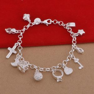 Luxus Designer Schmuck Damen Herren Armbänder Herren 925 Sterling Silber Armbänder Liebe Iced Out Kreuz Herz Charm Armband230S