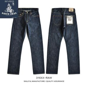 SauceZhan 316XX-RAW Straight Raw Selvedge Unsanforized Denim Herren Herren Jeans Marke 201111279C