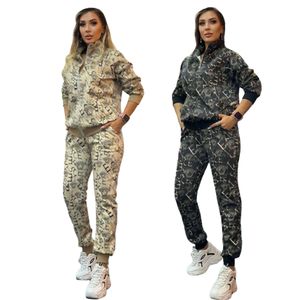 Designer Autunno Pantaloni a due pezzi Zip Nero Abbigliamento sportivo Tuta da jogging Giacca casual da donna e pantaloni sportivi Spedizione gratuita