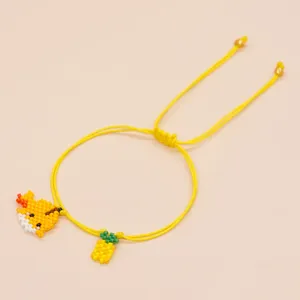 Braccialetti a maglie Go2boho Vendi un braccialetto alla moda con piccolo ananas, simpatico pesce palla Miyuki, serie animale, in corda gialla