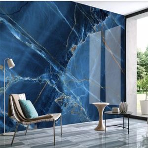 niestandardowe zdjęcie 3D Tapeta Morden Blue Marble Tapety 3D Malowidła ścienne Tapeta do salonu