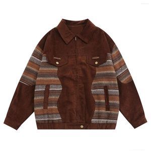 Herrjackor lacible vintage randig corduroy jacka 2023 blixtlås kappa vår höst utomhus casual män kvinnor harajuku tunn