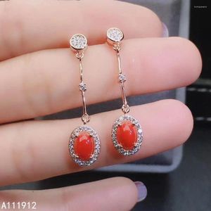 Dangle Earrings KJJEAXCMY Fine Jewelry Natural Red Coral 925 Sterling Silver Women Support Test Classic