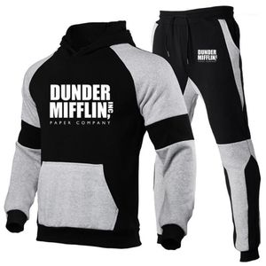 Męskie dresy dunder mifflin papier inc biurowy program telewizyjny drukowane mody garnitury sportowe dres jogging z kapturem p250c