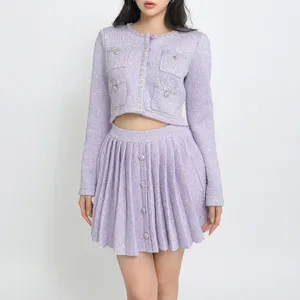 Womens self-portrait Autumn Short Knit Jacket Skirt Fashion-Suit