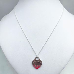 100% 925 Sterling Silver Halsband Fashionabla högkvalitativa emaljstänk hjärtformade halsbandsmycken gåva Original 11 Q0531231X