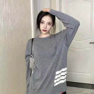 TB New Style Recommendation Classic Four Bar Side Waist Stripe Round Neck Pullover Sweater For Both Men And Women