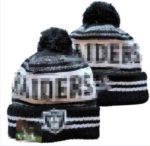 Men Knitted Cuffed Pom Raider Beanies Oakland LAS VEGAS Bobble Hats Sport Knit Hat Striped Sideline Wool Warm BasEball Beanies Cap For Women A4