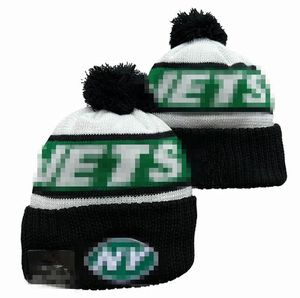 Homens Malha Cuffed Pom Jets Gorros Nova York Bobble Chapéus Esporte Chapéu de Malha Listrado Sideline Lã Quente Gorros de Beisebol Cap Para Mulheres a3