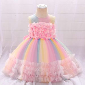 Novo vestido de princesa infantil de um ano, vestido de menina, flor, gaze inchada, vestido de princesa, estilo estrangeiro