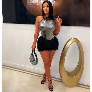 Work Dresses SUJYing Fashion Women's 2023 Summer Dress Suit One-piece Pants Glossy Sexy Skirt Two-piece Set