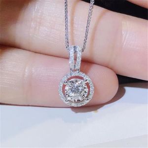 2021 Top Sell Luxury Jewelry Circle Pendant 925 Sterling Silver Round Cut White Topaz Cz Diamond Gemstones Eternity Party Women We2078