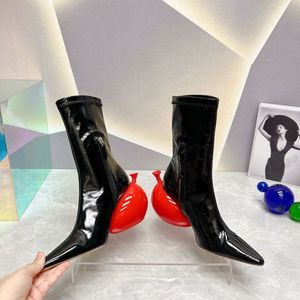Women's standing boots Silhouette ankle boots pointed short boots elastic balloon shoes Sneaker winter women's shoes zippered motorcycle riding 35-40