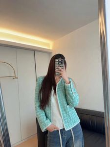 Women's Jackets 2023 Summer And Autumn Clothing Fashion Classic Green Plaid Sequined Short Coat 0915