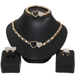 Afrikanisches Schmuckset für Frauen, Herz-Halsketten-Set, Hochzeit-Schmuck-Sets, Ohrringe, Xoxo-Halskette, Armbänder, Geschenke 210619179t