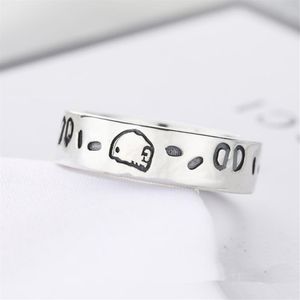 Titanium Steel Skull Band Ring Men's and Women's Luxury Sterling Silver Fashion Gifts for Friends Couples Wedding Jewelr294J