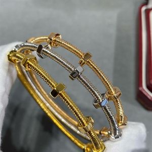 Skruv Bangle Diamonds 18 K Gold 16-19cm Officiella Replica Jewelry Top Quality Luxury Brand 5A Bangles Classic Style Adita Armband 2319