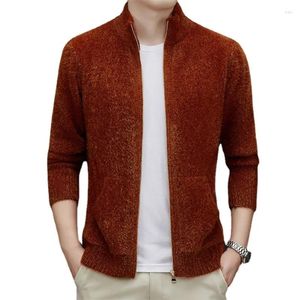 Herrtröjor 2023 Stickad Cardigan Coat Autumn and Winter Thicked Standing Collar Warm Coman Comant tröja M1045