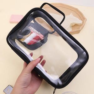 Storage Bags Cosmetic Bag Lady Transparent Clear Zipper Black Makeup Organizer Travel Bath Wash Make Up Case Toiletry For Girls