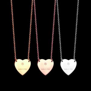 High Polished Stainless Steel Simple heart Pendant Necklaces Sliding Silver Rose Colors Gold Plated Classic Style Logo Printed Wom288W