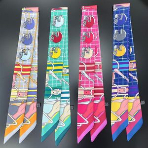 Silk Scarf Women Design Summer For Ladies Hair Accessories Foulard and Bag Scarves Fashion Headbands 220725268U