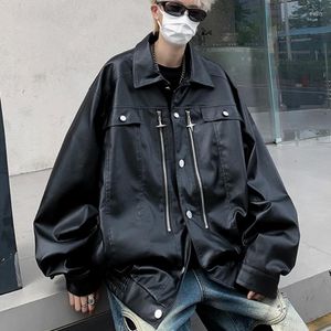 Männer Jacken Amerikanischen Retro Pu Leder Jacke Herbst Paar Motorrad Tragen Hübsche Casual Lose Kurze Männer Mantel Männliche Kleidung