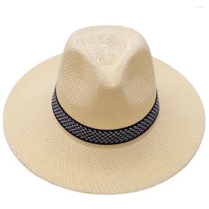 Basker bred grim stråhatt fritid sommar cap fedora resor sol för kvinnor män enkel stil sombreros para mujer el sol