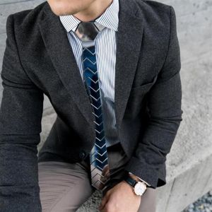 Nakszenia ręcznie robione geometryczne wzór krawat SAW Ząb Srebrne lustro dla mężczyzn moda