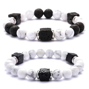 Perline cubo di pietra lavica 8MM Bracciale Howlite Uomo Regalo di moda per uomo Bracciali con perline alla caviglia Fili di perline2801