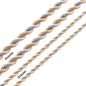 Width 2mm and 4mm Stainless Steel Rope Chain Gold Necklace Statement Swag 316L Stainless Steel ed Necklace Gold Chain190t341l