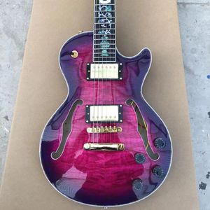 6 Stings Semi Hollow Body Electric Guitar Finish Gloss Purple Free Delivery