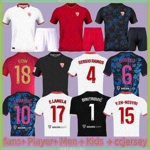 23 24 SERGIO RAMOS FC Soccer Jersey LAMELA SOW Football Shirts I.RAKITIC L.OCAMPOS J.NAVAS SUSO MUNIR Y.EN NESYRI 2023 2024 RAFA MIR Menkits Kids Equipment