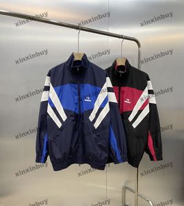 Xinxinbuy Мужское дизайнерское пальто Куртка-ветрозащита со вставками Paris Letter с вышивкой с длинными рукавами женская серая, черная, синяя, S-2XL