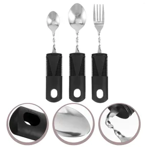 Dinnerware Sets 3 Pcs Bendable Cutlery Disabled Utensil Spoon Front Fork Adaptive Utensils Elderly Rubber Adults Baby Tool