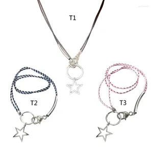 Ожерелья с подвесками, мини-металлическое кольцо, ожерелье с кисточками, плетеная веревка, цепочки на шею, эффектные ювелирные изделия F19D