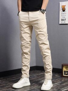 メンズパンツカジュアルカキストレートメンズ衣服韓国スタイルのコットンスリムフィットロングズボン