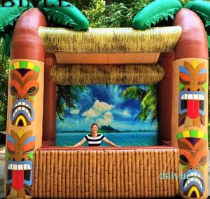 wholesale Outdoor opened W inflatable bar with palm tree portable drinking pub serving bars for summer beach party