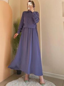 Etniska kläder muslimska arabiska dubai blazer abayas för kvinnors kontorsarbete robe femme musulmane arabes preyer set skjorta klänning kostymer