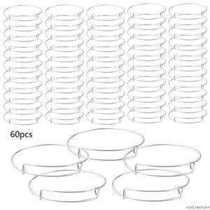 バングル60 PCS DIY拡張可能なブレスレット調整可能なワイヤブランクビーズペンダントジュエリー用バングル218Z