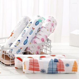 Decken 2 Schichten Musselin Baby Swaddle Cartoon Tier geboren Badetuch Baumwolle Wrap Bademantel Säugling Quilt Bettlaken