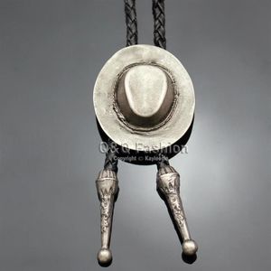 Cappello da cowboy Stetson in pelle nera Rodeo Western Bolo Bola cravatta linea di gioielli da ballo 2021 Nuova collana165k