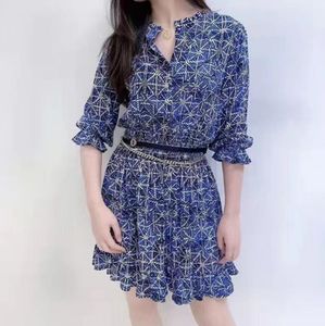 2023 New Maj-e Women's Floral Standing Neck Elastic Elastic Waist Dress Short Skirt