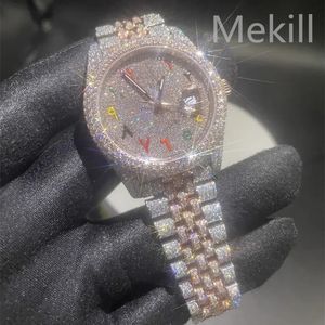 Luxury Moissanite Diamond Watch mrożone na zewnątrz designer męski zegarek dla mężczyzn zegarek wysokiej jakości automatyczny ruch Montre zegarki Orologio. Montre de Luxe i32