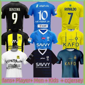 23 24 Al Nassr FC camisas de futebol Ronaldo Mane 2023 Al Hilal Neymar Jr Ruben Camisas 2024 Al Ittihad Benzema Kante Fabinho Camisa Jogador fãs homens crianças kits uniforme