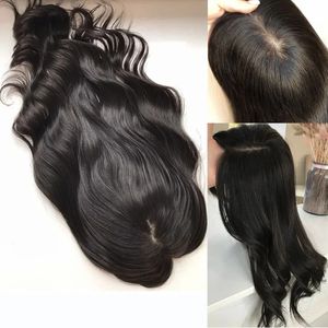 Wavy 15X16CM Best Virgin Human Hair Topper for Women peruvian loose wave Hair Toupee 5 Clips In Hair Topper Fine Hairpiece