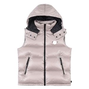 Chest Letter Badge Hooded Mens Down Vest Back Letters Print men gilet Detachable Hat gilets Winter Warm down vests Size 1--5271j