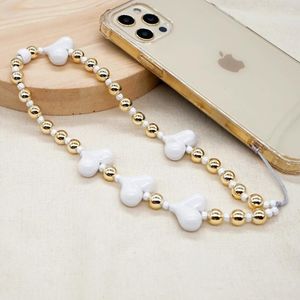 Link Bracelets Go2Boho Semiprecious Stone Beaded Fashion Mobile Phone Chains Kawaii Lanyard Love Heart Chain Jewelry For Cell Case Women