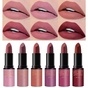 Lippenstifte LANGMANNI 6 Farben/Box Nude Velvet Lipstick Kit Lippen Make-up Kosmetik Creme Matter Lippenstift Set Wasserdichter seidiger Lippenbalsamstift 231013